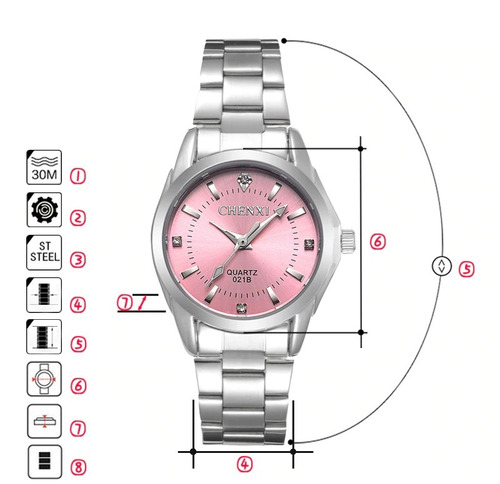 Relógio Feminino Delicado Aço Inoxidável Chenxi Original