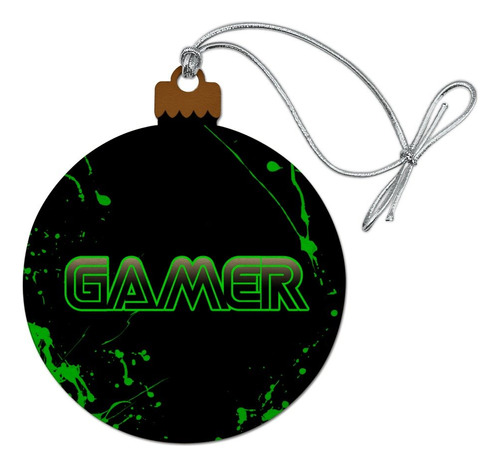 Gamer Paint Splatter Gaming Geek - Adorno Navideno De Madera