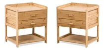 Comprar Juego De 2 Mesas De Luz Badecor Marrón, 2 Cajones, Madera De Bambú Excelente Calidad, Mesa De Noche, Dormitorio - Estilo Nórdico - 46x38cm Alto 52cm