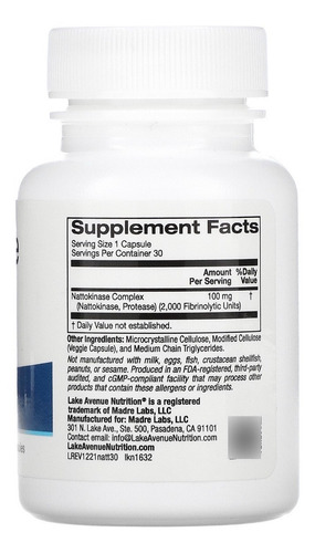 Imagem 2 de 3 de Nattokinase Importada 2000fu (100mg) - 30 Cápsulas