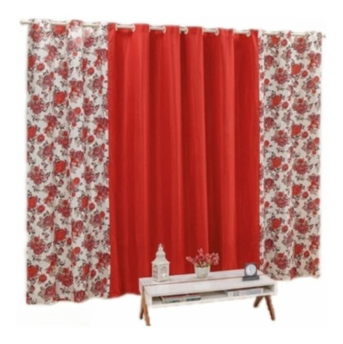 Imagem 1 de 1 de Cortina Floratta 2m Largura Rustica Floral Black Friday