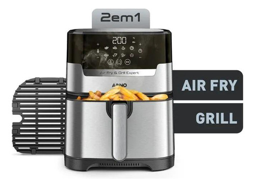 Airfry Arno Air Plus Expert E Grill Digital 4,2l Inox Ufe2 Cor Preto 110V