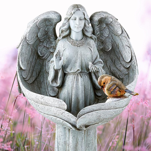 Estatua De Resina Ángel Guardián Para Jardín 54 Cm