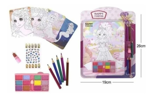 Set Maquillaje Para Niñas Y Dibujos Para Pintar Con Colores