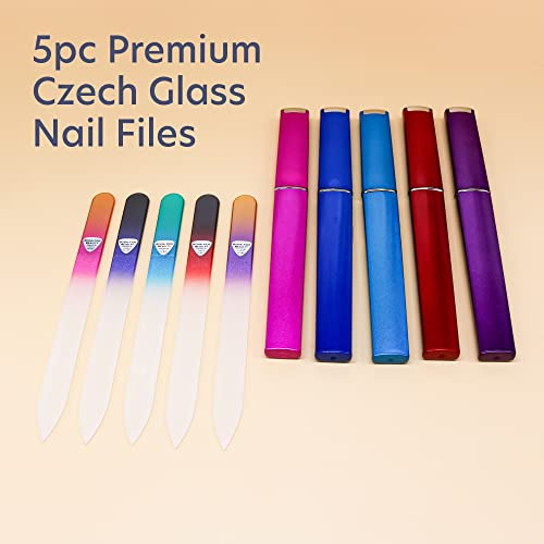 Jgo Limas De Cristal Checas Para Uñas Naturales Paq 5 Limas