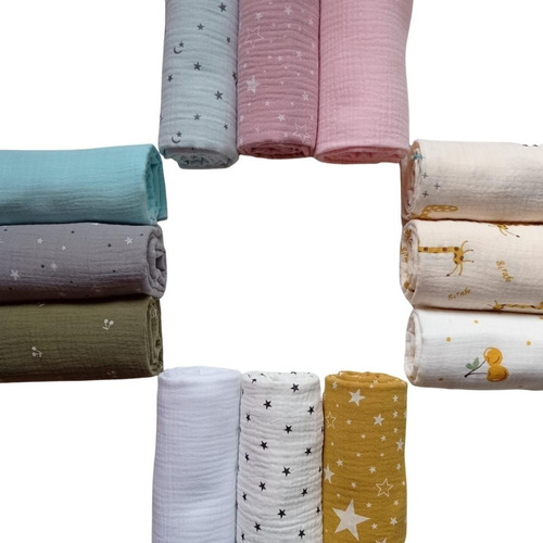 Imagen 3 de 7 de Mantita Manta Rebozo Sábana Muselina Bebé Lisas Y Estampadas