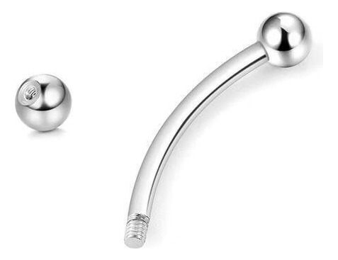 Piercing Sobrancelha Aço Cirurgico Curvo Prateado 8mm