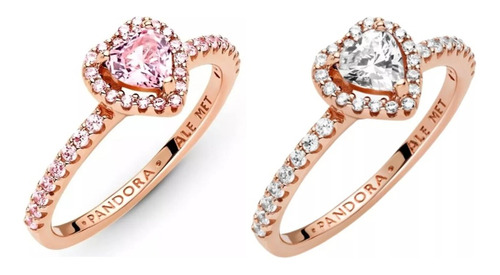 Pandora Anillo Corazón Elevado Cristales Rose Gold Ale 925