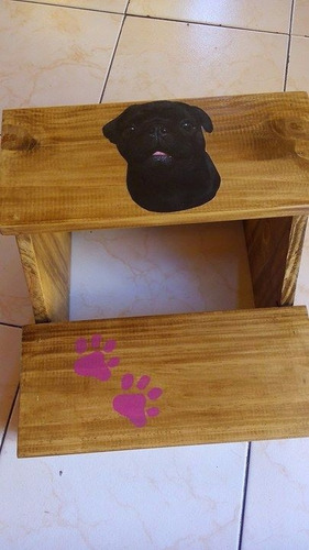 Banquito Escalera Madera Dibujos,lisa Personalizada Mascotas