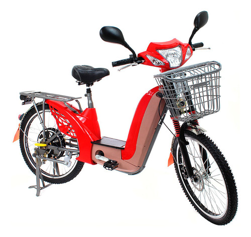 Bicicleta Elétrica Aro 24 Sousa Bike 350w Freio A Disco Cor Vermelho