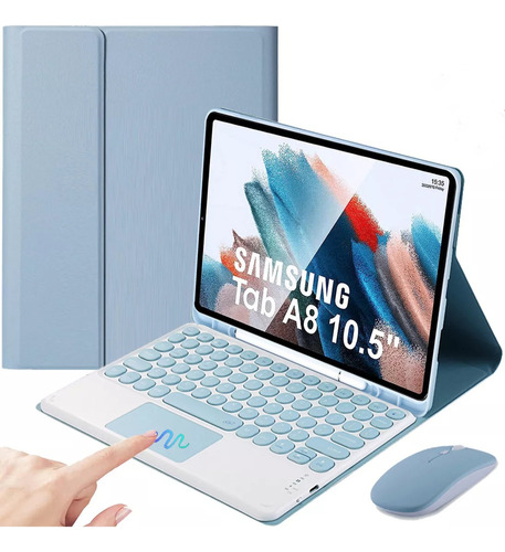 Funda C/teclado Mouse Lápiz Para Galaxy Tab A8 10.5 Azul