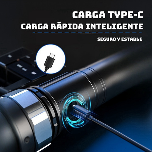 Lampara Tactica Rechargeable Led Linterna Ultra Potente Linterna Negro Luz Blanco,con 4 Modos De Iluminación
