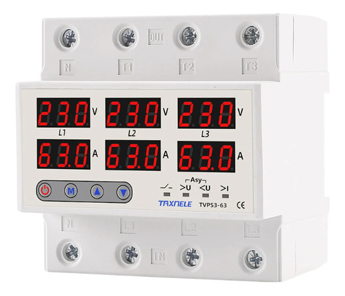 Protector De Tension Trifasico 63a Voltímetro Amperímetro