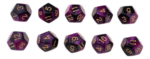 D12 Dados De 12 Caras Para Juegos De De Morado + Negro