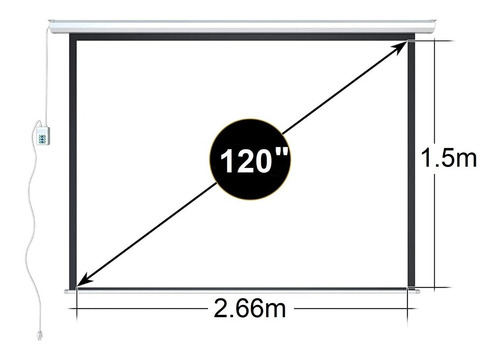 Ecran Eléctrico 120 PuLG (16:9) 2.66x1.5m / Fibra De Vidrio