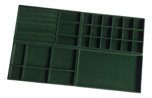 Bandejas De Joyería De 4 Piezas Velvet Verde Para