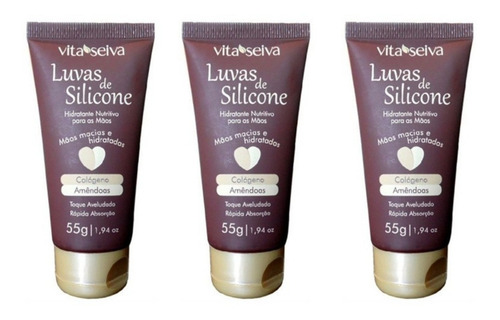 Imagem 1 de 4 de Kit 3 Unidades Luva De Silicone Amendoa Colageno Vita Seiva