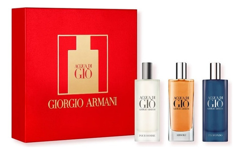 Valentino Set 3x15 Ml Acqua Di Gio + Absolu + Profondo Volumen De La Unidad 15 Ml