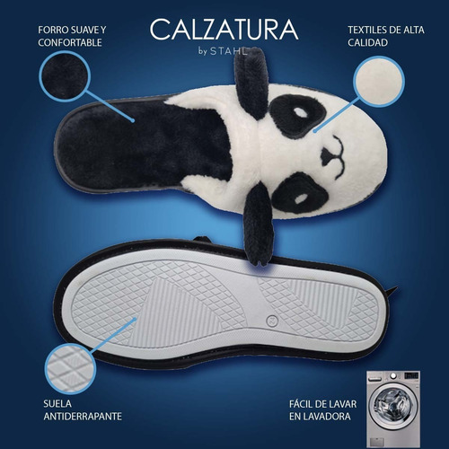 Pantuflas Panda Mujer Calzatura Textil E-10083 100% Lavable