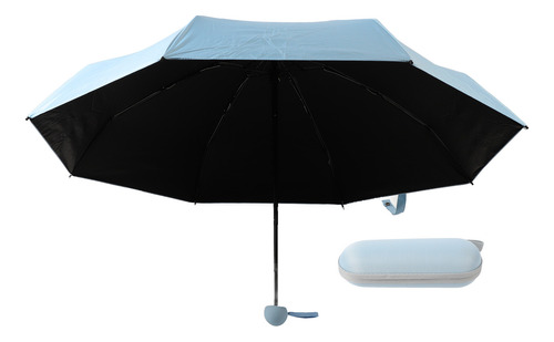 Parasol Mini Compacto Azul Plegable Para Días Soleados Y Llu
