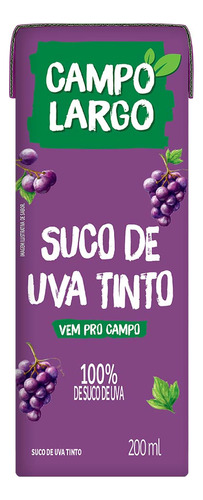 Suco De Uva Tinto Sem Glúten Campo Largo 200ml