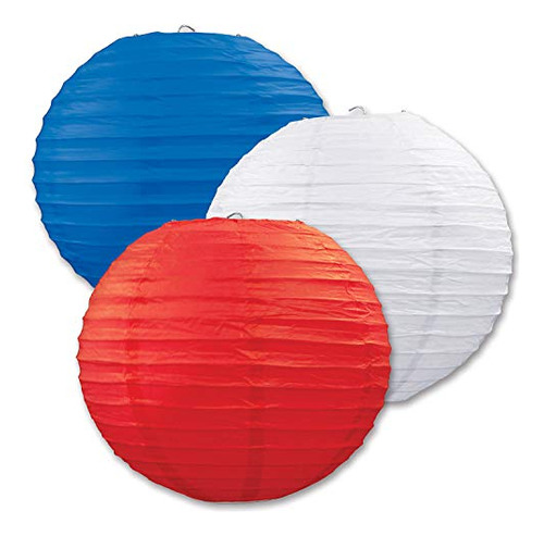 Red, White, And Blue Hanging Paper Lanterns (3 Pcs) -1 ...