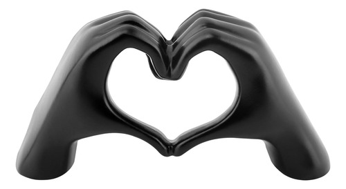 Escultura Moderna De Manos Corazón Resina Decoración Sala Negro