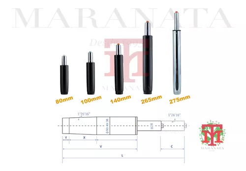 Pistón corto para silla