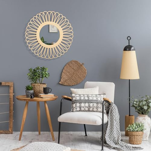 Espejo De Pared Decorativo De 16 Pulgadas En Madera Rústica,