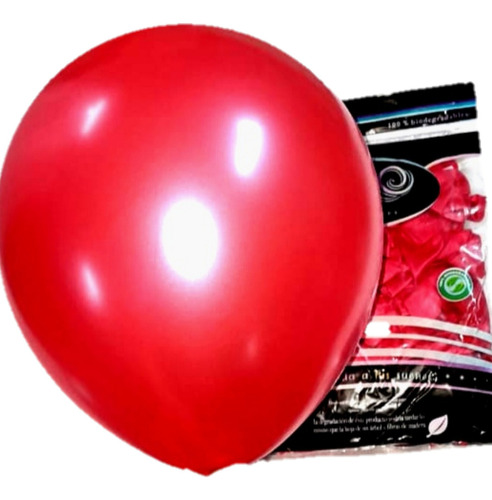 100 Globos Metalicos Aperlados Latex #12 Rojo Helio Metalico Aperlado