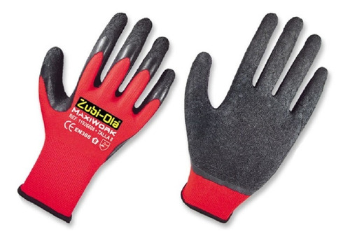 Guantes Palma Látex Corrugado Negro Multiuso Marca Zubi-ola