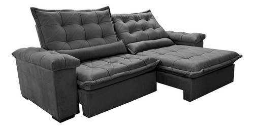 Sofá Retrátil 2,55m Cama Inbox Big Fresh. Com Softgel d40 Cor Cinza