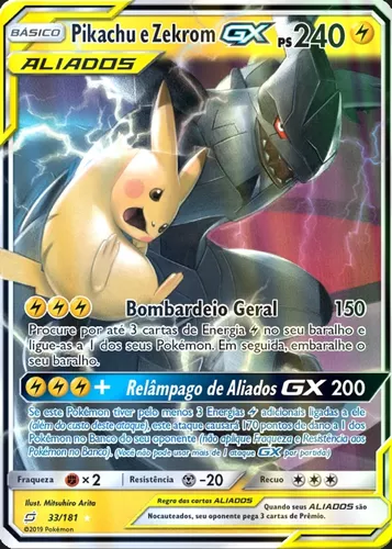 Pokémon Batalha De Liga Pikachu Zekrom Reshiram Charizard-gx