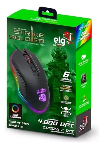 Mouse Gamer Strike Soldier 4800dpi Mgss 1000hz/1ms Preto