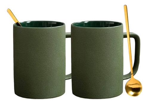 Juego De 2 Tazas De Café Mate Porcelana Con Cucharas, Microo