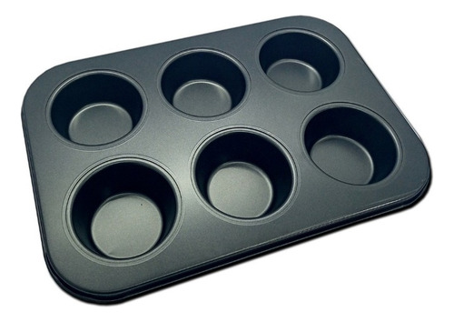 Molde 6 Muffins Cupcakes Placa Teflón Pettish Online Vc Color Negro