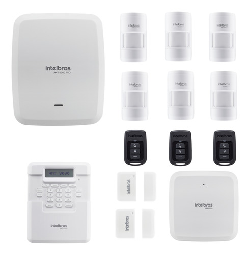 Intelbras Kit Sem Fio Alarme Sensor Pet Amt 8000 Pro Sirene