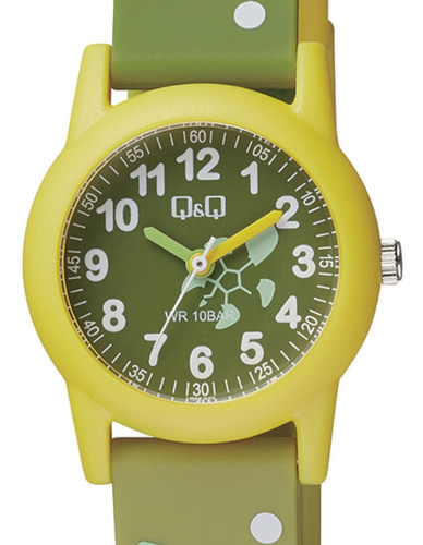 Reloj infantil impermeable amarillo y verde Q&Q