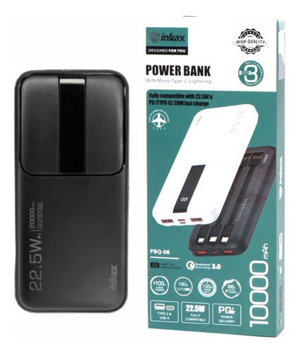 Powerbank Inkax 10000mah Blanco - Pbq-08