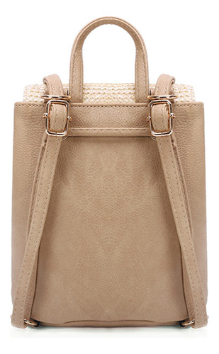 Mochila De Paja Moda Botón Magnético Natural Casual
