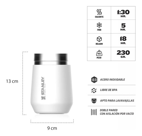 Copo térmico Stanley Every Day Sin Tapa polar cor branco 290mL