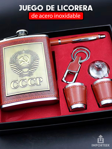 Set Licorera 250ml Anfora Shot Bolsillo Acero Inoxidable