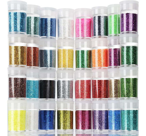 Glitter Fino 32 Colores (frascos 8g) Resina, Nail Art, Slime