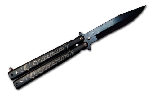  Navaja Cuchillo Mariposa Negra  C/ Rombo 22cm Kaosimport