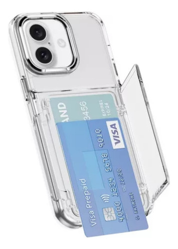 B / Funda Transparente For iPhone Con Tarjetero