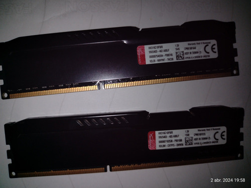 Hyperx Fury Kingston 16gb (2x8gb) Ddr3 Bk 1600mhz Impecables (Usado)