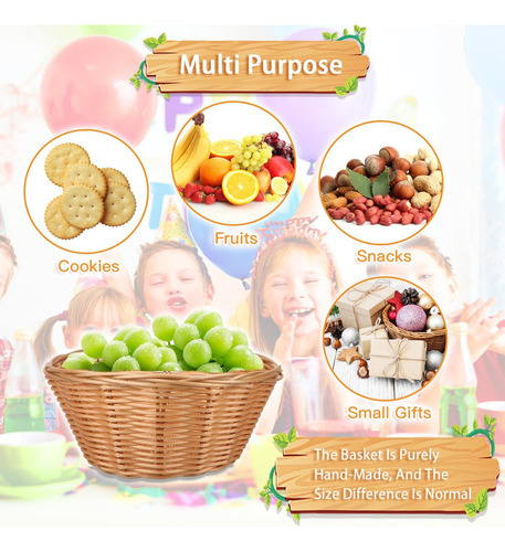 12 Pcs Canasta De Pan De Plástico Pequeño Redondo, Cesta De