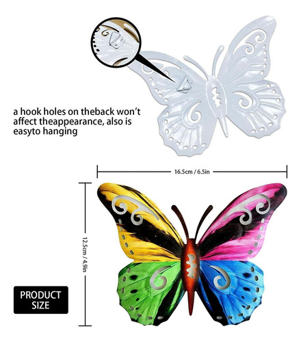 4 Piezas Mariposa Metálica Arte De La Decoración De La Pared