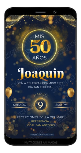 Invitacion 50 Años Azul Nuevo