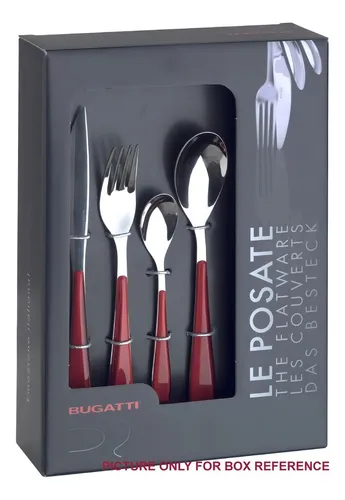 Juego Cubiertos 24 Piezas Rojo Grace Bugatti
